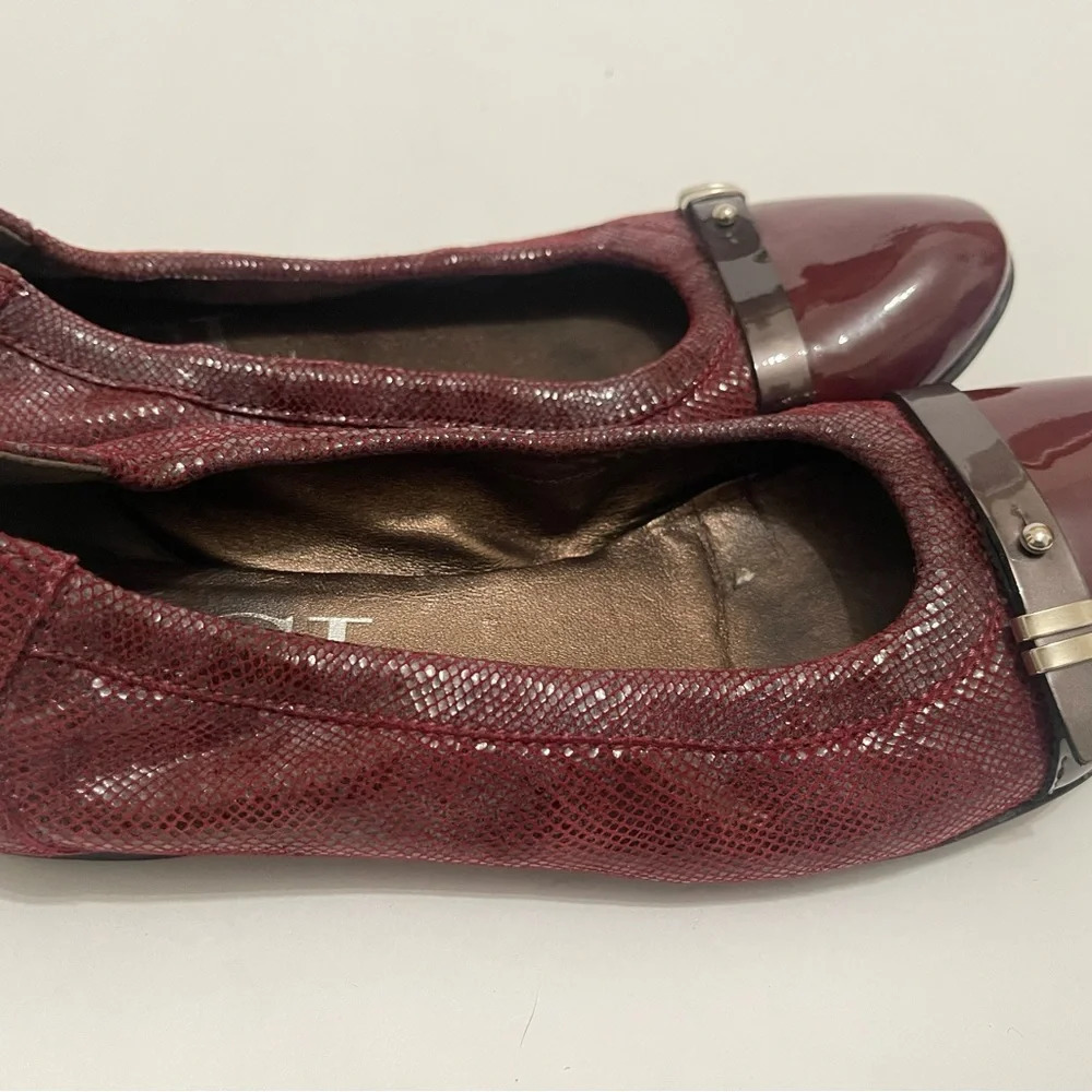 AGL Ladies Burgundy Leather Flats size USA 7 made in Italy - Picture 6 of 15